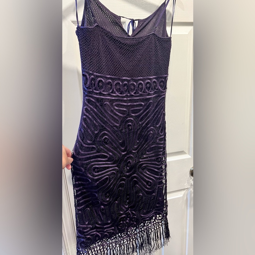 GUESS Embroidered Purple Fringe Dress (NWT)